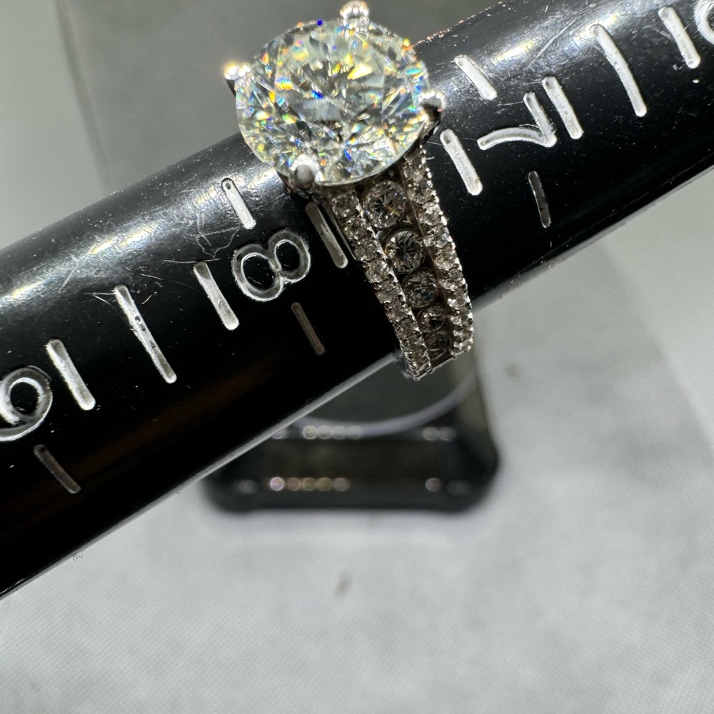 Channel Set 3.50 Ct Round Cut Real Treated Diamond 925 Silver Engagement Ring